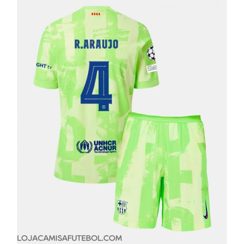 Camisa de Futebol Barcelona Ronald Araujo #4 Equipamento Alternativo Infantil 2024-25 Manga Curta (+ Calças curtas)